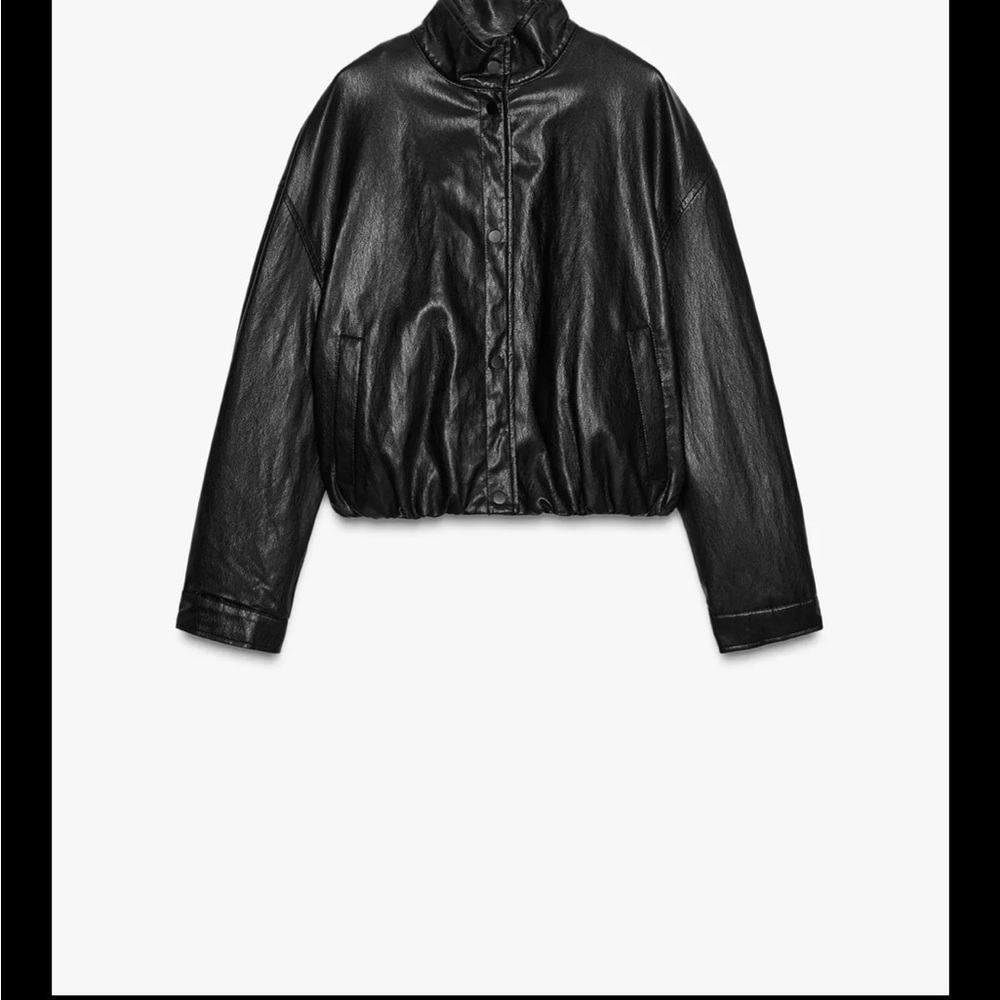 Zara Shiny Black Leather Jacket